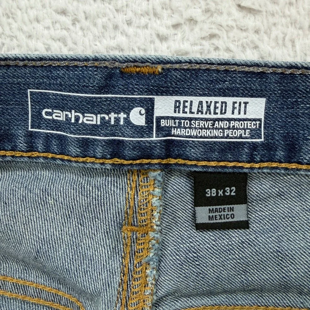 Carhartt Relaxed Fit Mens Blue Denim‎ Jeans 38x32 Work Casual Outdoor